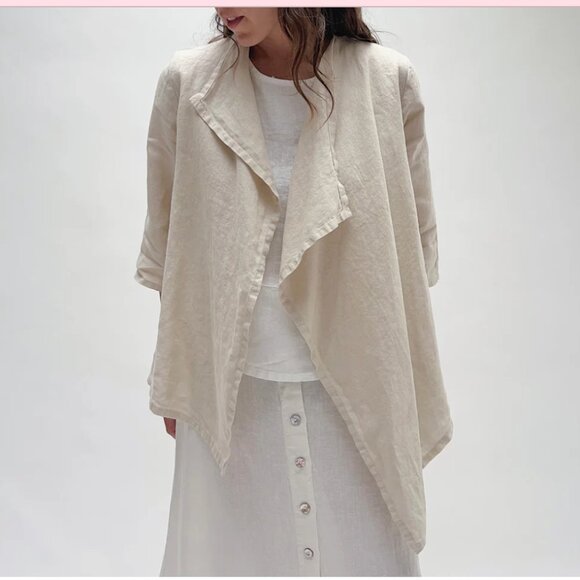 Bryn Walker Made in USA Open Linen Cardigan in Tapioca Size Small - Picture 1 of 10